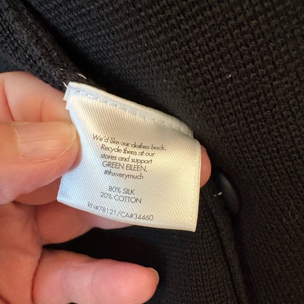 Eileen Fisher Black Silk Blend Women's Notched Jacket Size Large NWT - Picture 6 of 8